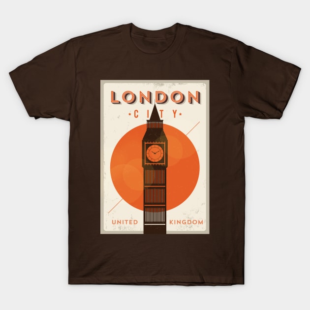 London Vintage Poster T-Shirt by kursatunsal